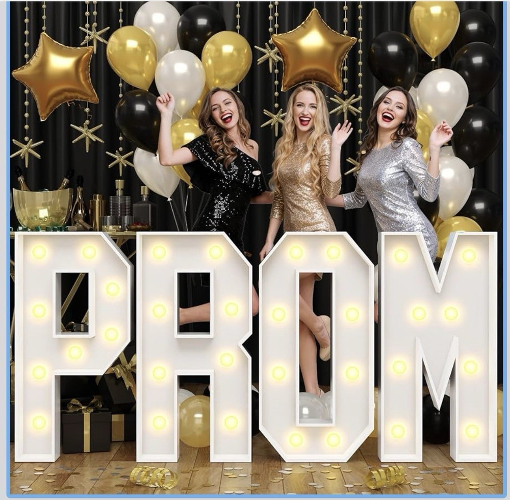 White Plastic PROM Marquee Letters Set, Solid Light Up Graduation Theme Decor