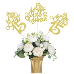 12 PCS Mis 15 Centerpiece Sticks Glitter Happy 15th Birthday Centerpieces Mis…