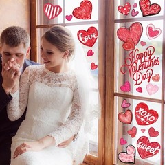 DIYDEC 6 Sheets Valentines Window Cling Double-Sided Pink Red Love Heart