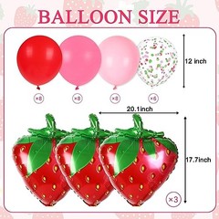 33Pcs Large Summer Fruit Foil Mylar Balloons – Shortcake Strawberry