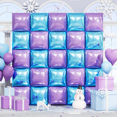 Blue and Purple Square Foil Balloon Wall,19 Inches Double Sided Chrome Square Ba