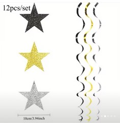 Graduation Party Decoration Set: Tablecloth, Balloons, Danglers ++ Black & Gold