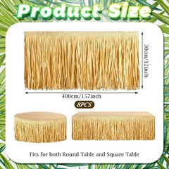 105 ft Natural Raffia Grass Table Skirts Fringes Hawaiian Luau Straw Grass Skirt