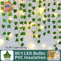 Fake Vines for Room Decor(12 Pack 84 Ft),With CE Certified 80 LED String Lights,