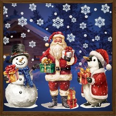 JOICEE Extra Large Christmas Window Clings,3 Sheets Large, Red, White