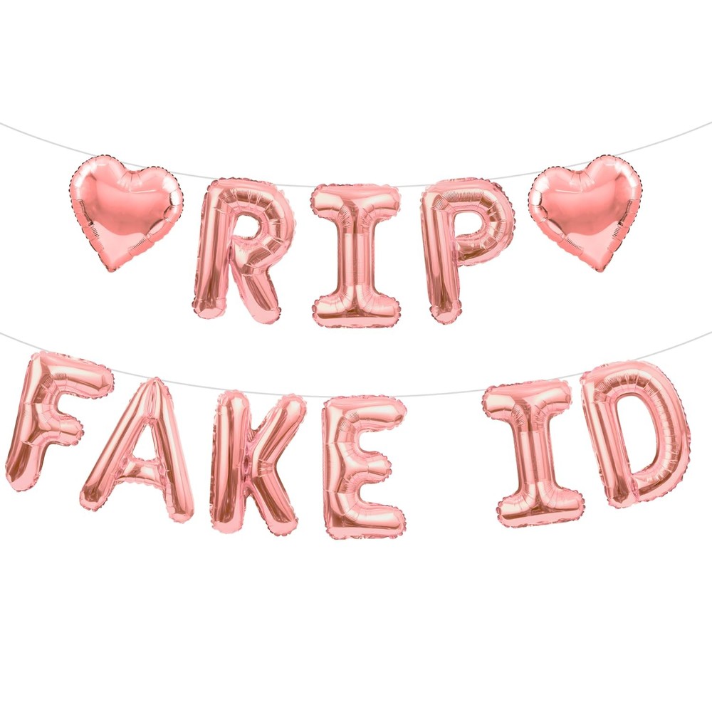 Rose Gold RIP FAKE Banner 21st Decorations for her, 16 in letter RIP FAKE Bal…