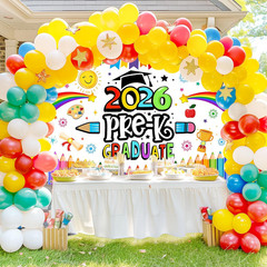 Preschool Graduation Backdrop Pre Kindergarten Congrats Grad Party Decoration 20