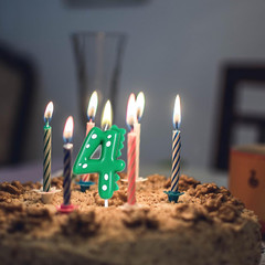 Green Number 4 Dinosaur Candle for Boy Birthday Party Decorations, 4Th Birthday