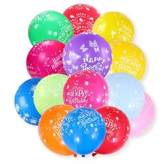 100 Pcs 12 Inch Printed «HAPPY » Colorful Latex Balloons, Assorted Colors Hap…