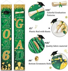 Green and Gold Graduation Decorations Class of 2026 Congrats Grad Banner and …
