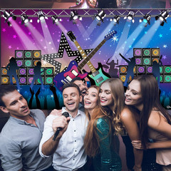 Karaoke Rock and Roll Party Backdrop 72.8×43.3in Rock Star Music Banner Decor XL
