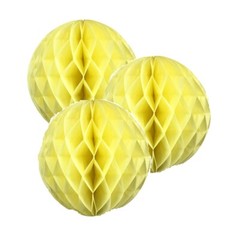3x Light Yellow 4″ HoneyComb Round Tissue Paper Lantern Balls Pom Poms Wedding