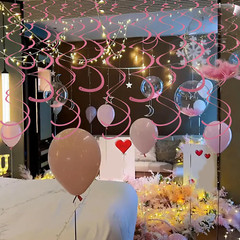 Pink Ceiling Swirl Foil Decorations Hanging Plastic Streamer Themed Swirl Party