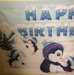 Penguin Birthday Backdrop 3ft X 5ft