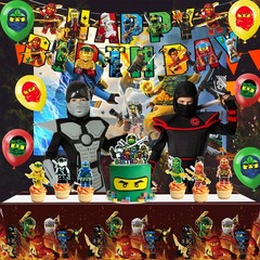 Ninja Birthday Party Decorations Lego Balloons Tablecloths Banner Cupcake Topper