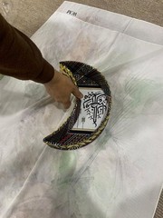 Ramadan Mubarak Crescent Moon Decorative Piece – Metal Wrapped in Fabric