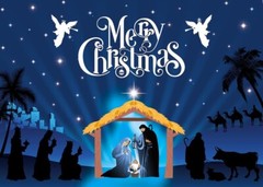 Large Merry Christmas Nativity/Bethlehem Backdrop Background 7x5ft