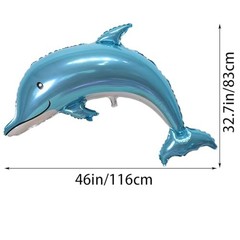 2 PCS Large Dolphin Balloons 46 Inch Ocean Animal Foil Mylar Party Decorations