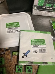 Minecraft Birthday Party Supplies Large Lot Plates, Napkins, Balloons, Banner