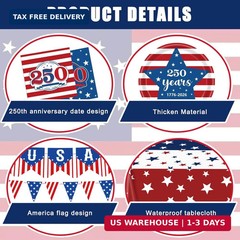 250 Anniversary USA Merchandise, 4th of July Decorations, Patriotic Party Suppli