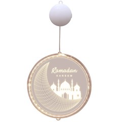 Ramadan Eid Decoration Mubarak Wood Ornament Hanging Lamp Pendant For Home Decor
