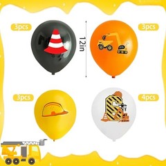 Yellow Black White Construction Themerd Birthday Party Decorations – 3 Orange