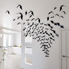 60PCS Halloween Bats Decoration, 4 Different Sizes Realistic PVC Black 3D Sca…