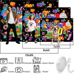 Fade-Resistant 80s Retro Background – 7×5 ft for Photography & Celebrations