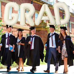 40 Inch Beige GRAD Balloons for Graduation Party Decorations, Large Cream White