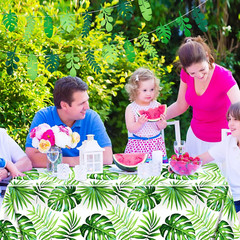 2 Pieces Palm Leaf Table Covers Hawaii Green Leaves Tablecloths Tropical Leaf…