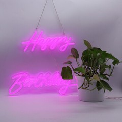 USA Happy Birthday LED Neon Lamp Integrative Hanging Sign Party Decor Home Decor