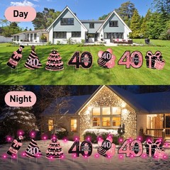 40th Birthday Decorations for Women – 7 Pcs 15 inches x 11 inches, Pink