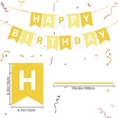 Yellow Happy Banner Sign Happy Bunting Banner Garland for Girl Woman Tea Part…