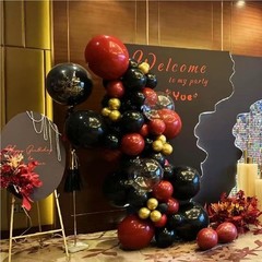 Black Gold Red Balloons Garland Arch Kit, 141Pcs Latex Balloons Different Siz…