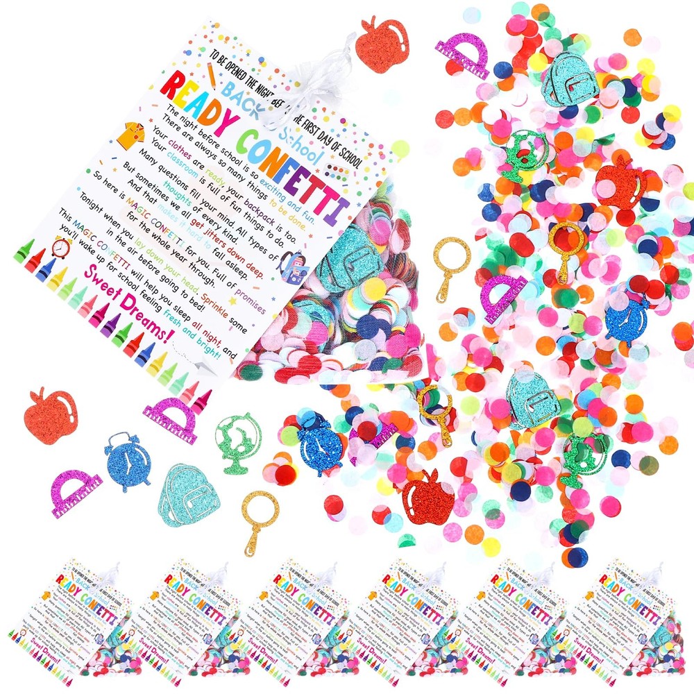 36 Sets Back to Confetti Kits Favors with Poem Cards Organza Bags Glitter Sha…