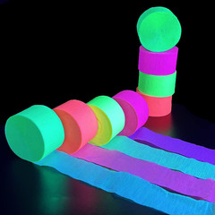 420Feet Blacklight Party Streamer Decorations 4 Rolls Glow Crepe Paper UV Reacti