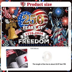 185x110cm Patriotic Backdrop – 1776-2026 USA Freedom Celebration Background with