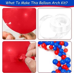 Red White and Blue Balloon Arch 130 PCS, Pearl Royal Light Blue Red and White…