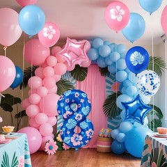 Tropical Floral Number large Balloon – 10-pack, includes hibiscus and palm le…