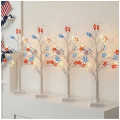 Battery Operated Patriotic Tabletop Tree with LED Lights