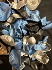 Large Balloon Arch Latex & Mylar Balloons Metallic Blue Silver Black Clear 133pc
