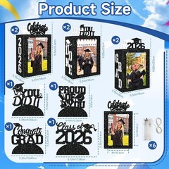 10 Pcs 2026 Graduation Table Decorations Boxes Black Photo Display Graduation…