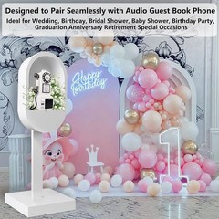 White Audio Guest Book Booth, Wedding Voice Message Recorder Stand for Parties