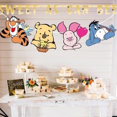 Winnie The Pooh Jointed Banner Multi Colored Birthday Baby Shower Decoration
