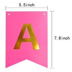 13 Pcs Party Banner, Pink Happy Birthday Sign, Pink