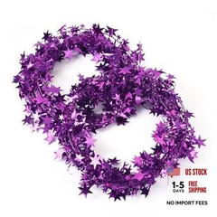 49.2 FT Star Tinsel Garlands for Christmas Star Wire Tinsel Garlands Purple
