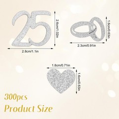 25th Wedding Anniversary Confetti Silver Glitter Table Scatter Decor 100 PCS