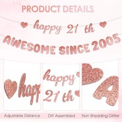Finally 21 Rose Gold Birthday Decorations for Women – Glittery Happy 21st