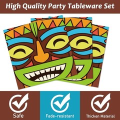 Effortless 96-Piece Tiki Tableware Set – Perfect for Birthday and Luau Parties