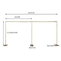 Gold Steel Freestanding Backdrop Stand Adjustable 1.5 × 3m To 3 × 6m For Wedding